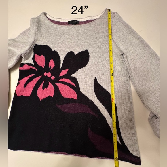 Ann Taylor Women’s Small Grey Floral Print Sweater - Picture 15 of 16